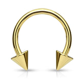 Gold Plated Surgical Steel Circular Horseshoe Tragus Cartilage Barbell with Spike Ends